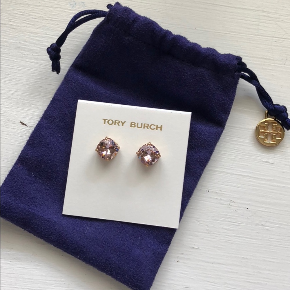 Tory Burch Blush Pink Crystal Stud Earrings